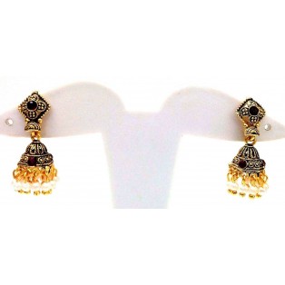 Golden Oxidized Women Earring Jhumka Jhumki Jewelry Drop PushBack Classy Gift 76